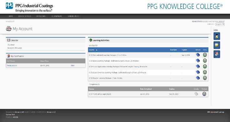 Time Limit: While you are logged into the PPG Knowledge College elearning Portal, there is a 20 minute limit for non-activity.