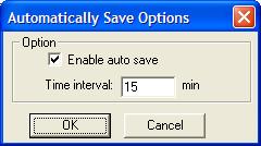 Chapter 3 BASIC OPERATIONS AND MAIN MENU FIGURE 3.8-1 AUTOMATICALLY SAVE OPTION DIALOG WINDOW Import and Export of Files.