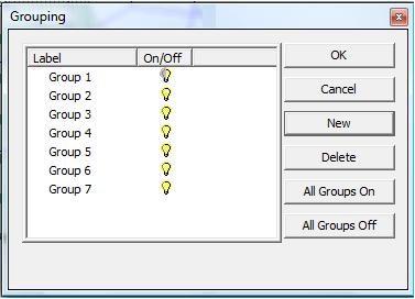 BASIC OPERATIONS AND MAIN MENU Chapter 3 following dialog window opens (Fig. 3.8-6). You can add a Group or delete one, make a Group visible or hide it. FIGURE 3.