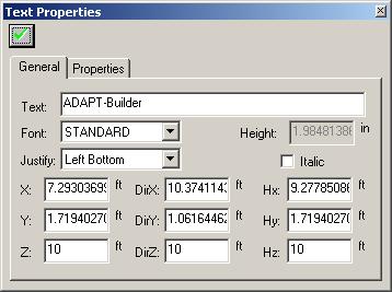 Chapter 4 TOOLBARS AND DIALOG WINDOWS Arc: Radius, Chord Write Text, Select Position. This tool creates text by specifying the text content, starting point, font height and direction.