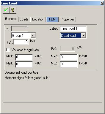 STRUCTURAL MODELING TOOLS Chapter 5 Edit the input fields on each tab as required. FIGURE 5.6-5 LINE LOAD DIALOG BOX Create Patch Load. This tool creates a new patch load.