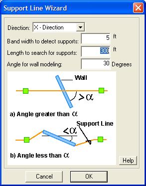 STRIP MODELING TOOLS Chapter 6 Select the span direction in the dialog box shown in figure. Then select the scanning area in which supports may be regarded in creation of the support line.