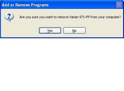 10. Select Yes to remove the current software from the 971-FP instrument. 11.