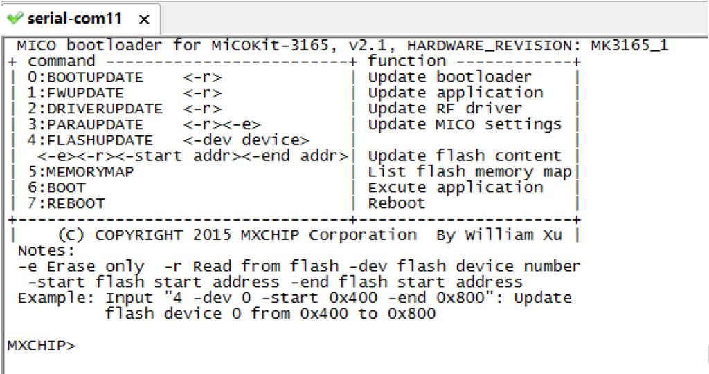 Reference Manual [Page 5] 3. How to start bootloader Take MiCOKit-3165 as example about how to start bootloader. 1. Connect the debug connector of development board to PC by Mini-USB line. 2.