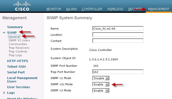 Procedure 3 Configure SNMP on the WLC Cisco ISE will use Simple Network Management Protocol (SNMP) to query the WLC for certain attributes to help identify the devices connected to the wireless