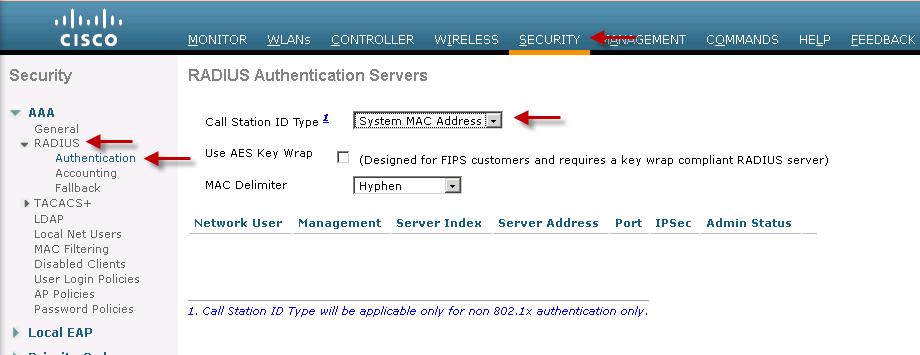 Figure 5 Configuring RADIUS Servers on the Cisco WLC Click Apply.