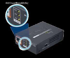 The delivers the Ethernet digital data with 54V DC power over the twisted-pair cables as a 95-watt over Ethernet Injector, and the connected ultra over Ethernet splitter, the POE-172S, will separate