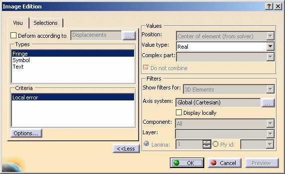 Precisions Image Edition The Image Edition dialog box is composed of 2 tabs: Visu: provides a list with