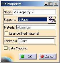 What is Physical Property (2/2) Using 2D property, you can provide thickness and material to the