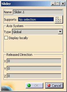 How to Apply a Slider Restraint 1 Click on the Slider icon in 2 Click the pre-defined virtual part as support. the Restrain Toolbar.