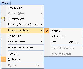 Ensure the Navigation Pane is displayed (select View > Navigation Pane) To Go To An Outlook Feature Using The