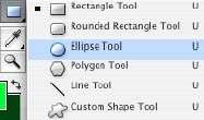 1. Click on the Ellipse Tool in the Tool Palette. (Some users may need to click and hold on the Rectangle tool and then select the Ellipse Tool from the menu that appears. 2.