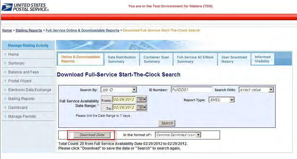 Start-the-Clock Address Correction & Visibility Verification Results Mailer Value: