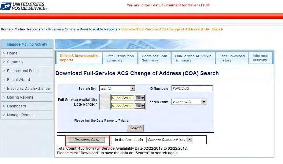 ACS - Change of Address Address Correction & Visibility Verification Results