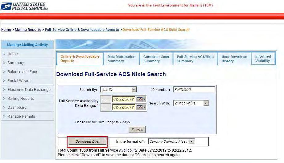 ACS - Nixie Address Correction & Visibility Verification Results