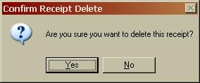 CTAS User Manual 2-8 Receipts: Deleting a Receipt The need to delete a receipt could occur if an error was made when the receipt was entered.