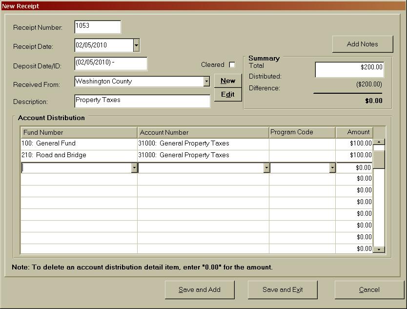 CTAS User Manual 2-3 Receipts: Entering a Receipt (continued) When the New Receipt screen appears, complete the following steps: Enter the receipt number in the Receipt Number field.