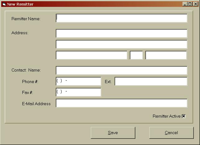 CTAS User Manual 2-5 Receipts: Adding of Changing Remitter Information (continued) When the New Remitter screen appears, complete the following steps: Enter the remitter s name in the Remitter Name
