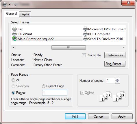 CTAS User Manual 2-30 Receipts: Printing Reports (continued) Printing a Receipts Ledger (continued) After clicking on the Printer icon, the Print screen appears.