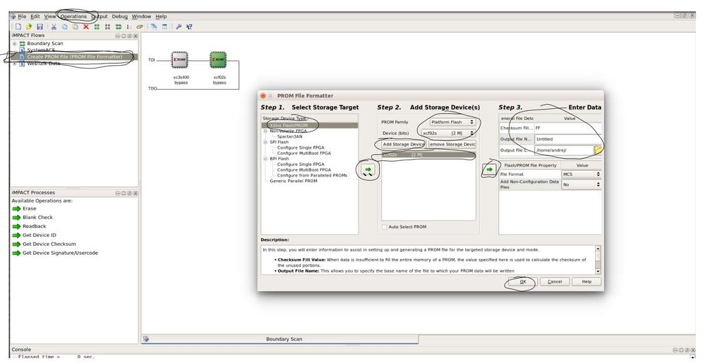 Figure 13: Screenshot of Impact program showing how to make an MCS file. In order to generate the file you need to click Operations, Generate file.