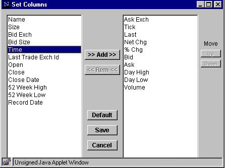 Customizing the Window You can customize your window by changing the way data is displayed, which includes selecting which columns of data display arranging columns in a particular order, and