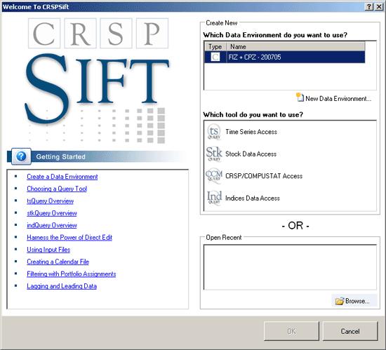 Overview of CRSPSift Queries With a data environment in place you can start creating queries.