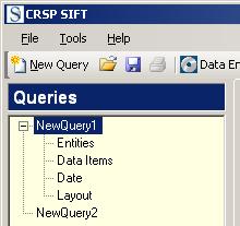 For all query types, the task of creating a query definition is divided across a set of screens.