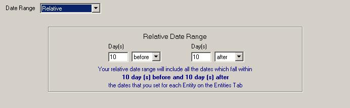 Date usage is linked to any date information entered in the Entities screen.
