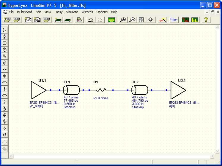 1. Signal Integrity Analysis with Third-Party Tools You configure simulations in LineSim using a schematic GUI to create connections and topologies between I/O buffers, route trace segments, and