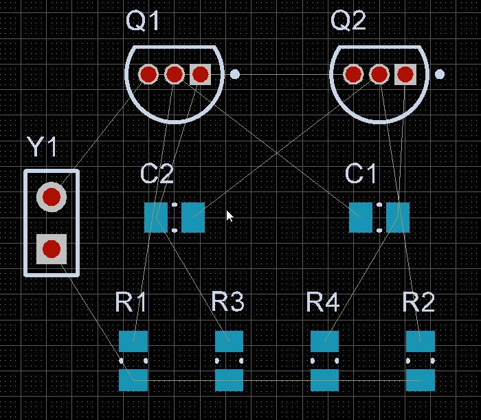 A simple animation showing the board being routed. Note that many of the connections are ﬁnished using the Ctrl+Click to autocomplete feature. Interactively routing the board: 1.