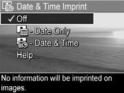 Data ir laikas Imprint (data ir laikas ant nuotraukos) PASTABA Šis nustatymas negalioja, kai filmuojate.