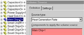 Define the Heat Source 1 In the COSMOSFloWorks design tree, right-click the Heat Sources icon and select Insert Volume Source.