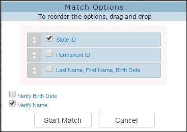 Options are also available to Verify Birth Date and Verify Name as additional checks to ensure that the test records are matched to the correct student.