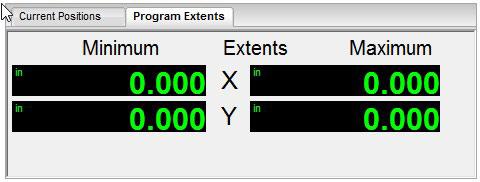 The Program Extents screen displays the minimum and maximum extents of the program.
