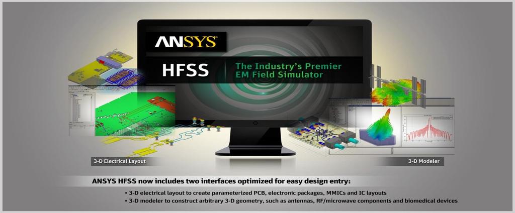HFSS 3D Layout HFSS interface optimized for layout designs Stackup editor Trace, pads,