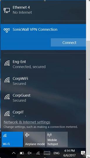 want to use. Network > SonicWall VPN Connection.