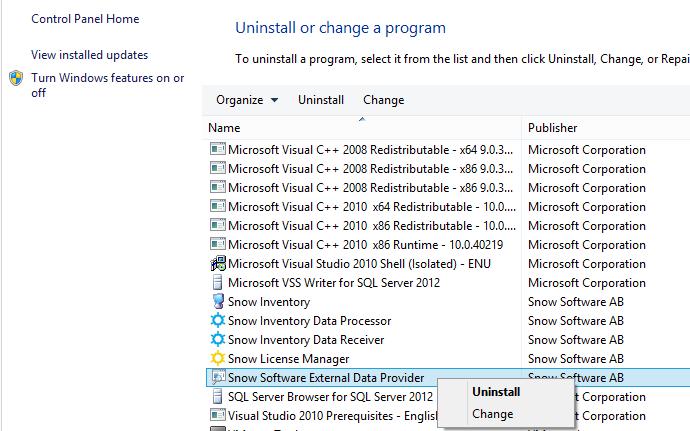 Uninstall any previous versions of Snow Integration Manager (or Snow External Data Provider). 2.
