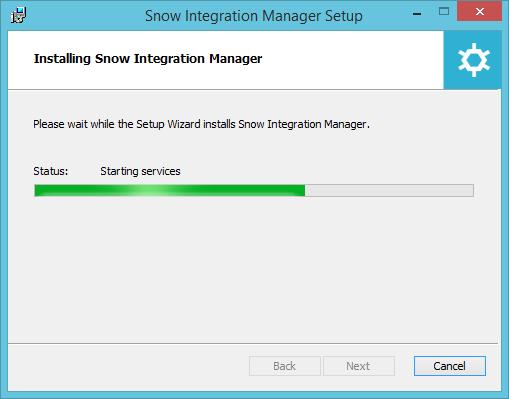 10. The Snow Integration Manager is installed. 11.