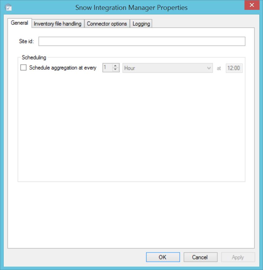 CONFIGURATION To configure the Snow Integration Manager, open the Snow Integration Manager Properties which is located in the start menu under Snow Software/ Snow Integration Manager.