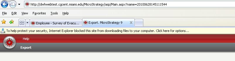 9. Often when exporting, a Pop-Up blocker message will be displayed. Right click as indicated and Download the File.