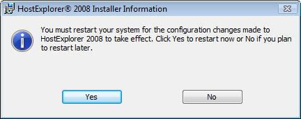 After the installer is done copying files you can select Finish. Choose Yes to restart your computer before using HostExplorer 2008. You are now ready to use HostExplorer 2008!