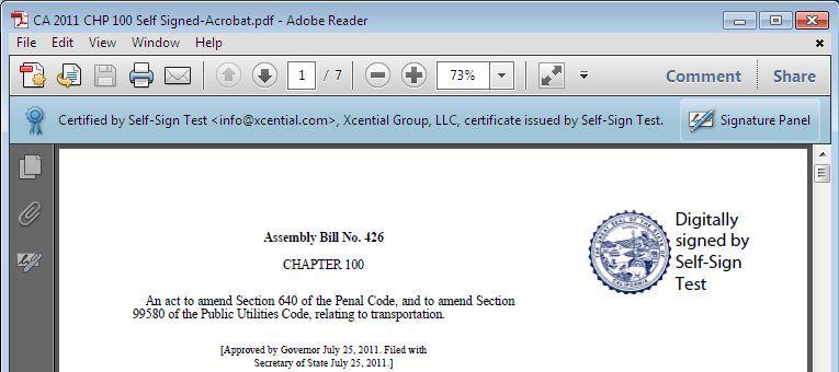 Signed Document in Adobe Reader 20
