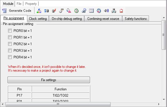 3. Introduction to Applilet Click on the < Fix settings > button. The Clock setting tab contains options for configuring the clocks.
