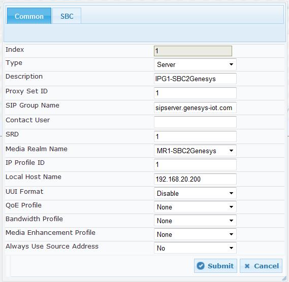 AireSpring SIP Trunk and Genesys Contact Center Figure 3-14: Configuring an IP Group