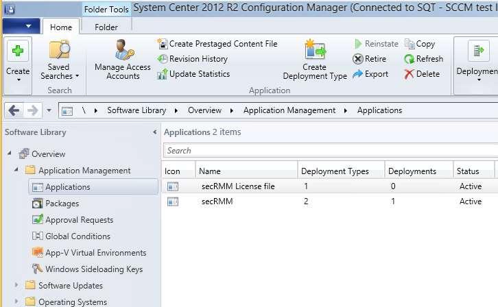 Distribute the secrmm application content to SCCM Distribution Points Distribute the application content to your SCCM Distribution Points.