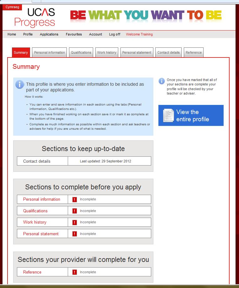 2 Personal Information Click Personal Information' and 'contact details' on the UCAS Progress Profile Page.