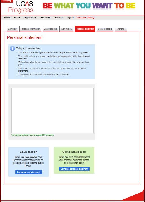 3.5 Personal Statement Click Personal Statement' on the UCAS Progress Profile Page.