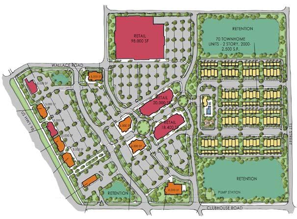 Multi-Family/Major Retail +44 Acres Town Center Aerial & Conceptual Site Plan McDonalds Polk County School Board Jim Miles Professional Development Center US Highway