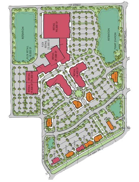 Major Retail/Outparcels +44 Acres Town Center Aerial & Conceptual Site Plan