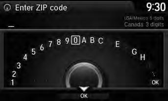 Enter the zip code of your destination. 2. Move r to select OK. Press u.